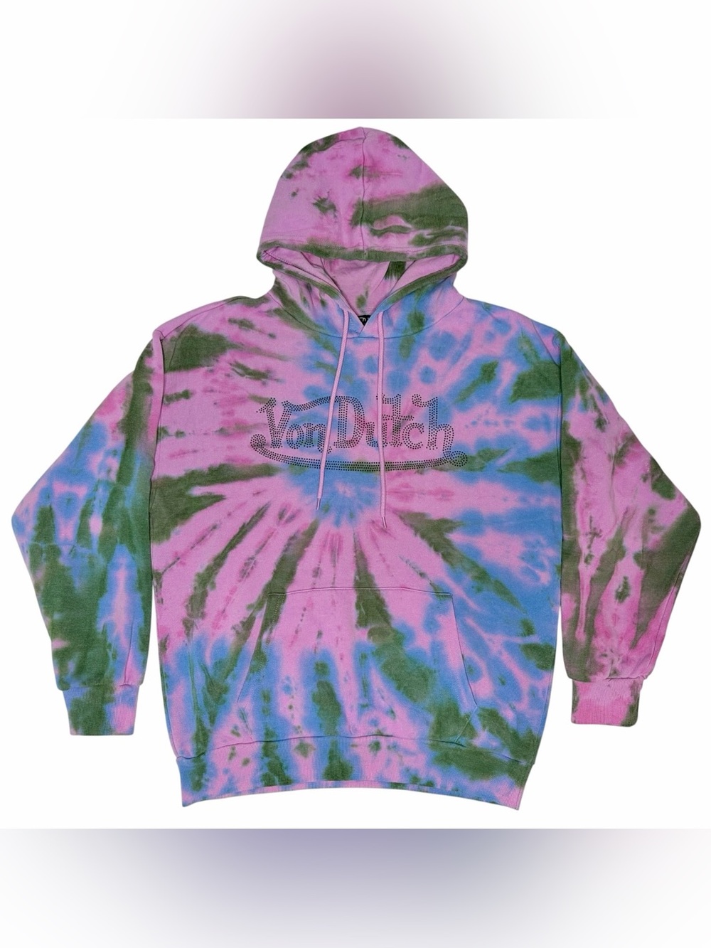 Von Dutch Tie Dye Pullover Hoodie Rhinestone Women’s Size Large